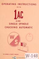 Warner & Swasey-Warner & Swasey 1AC Single Spindle Chucking Automatic, M-3900, Operating Manual-1AC-01